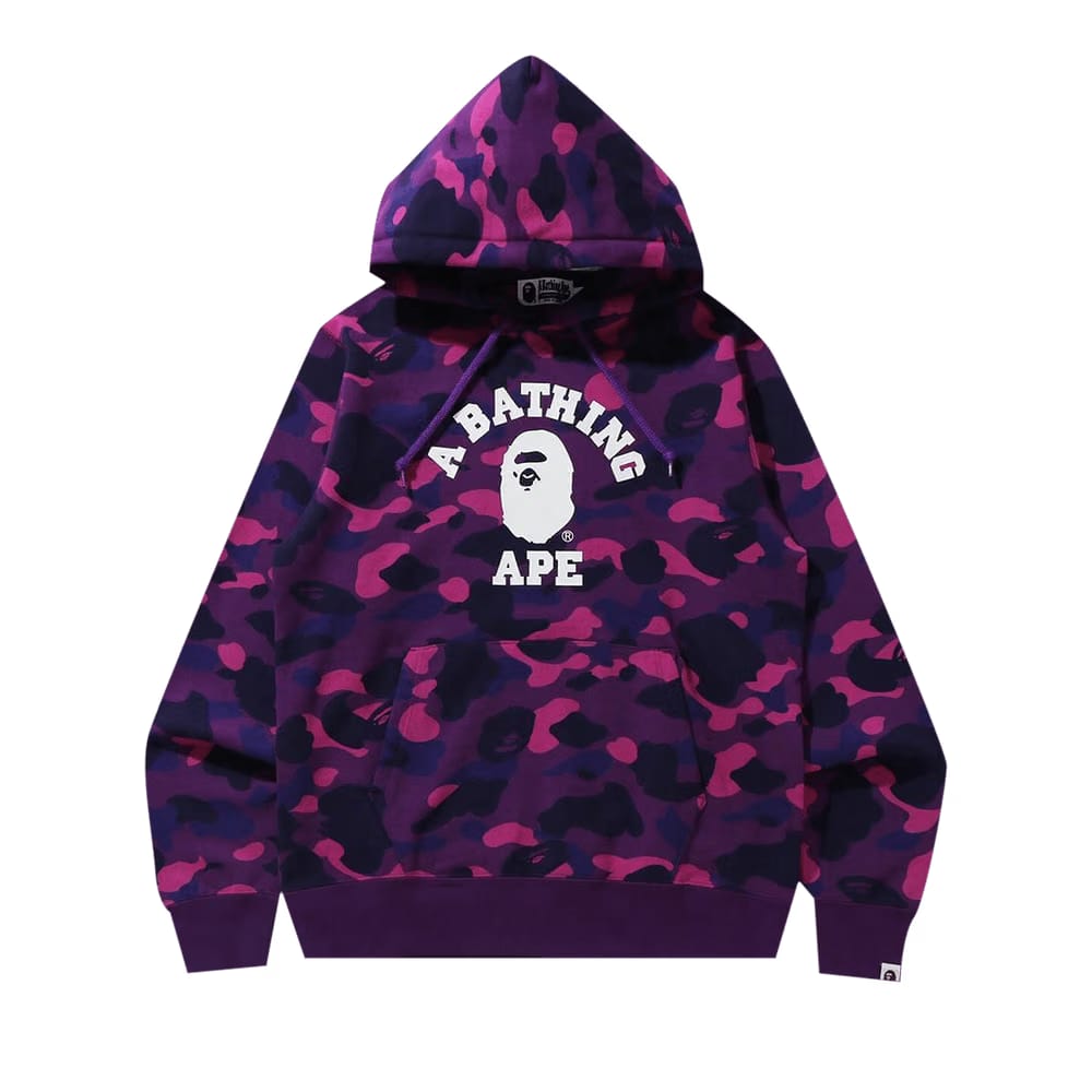 BAPE Online Exclusive Color Camo College Pullover Hoodie Purple
