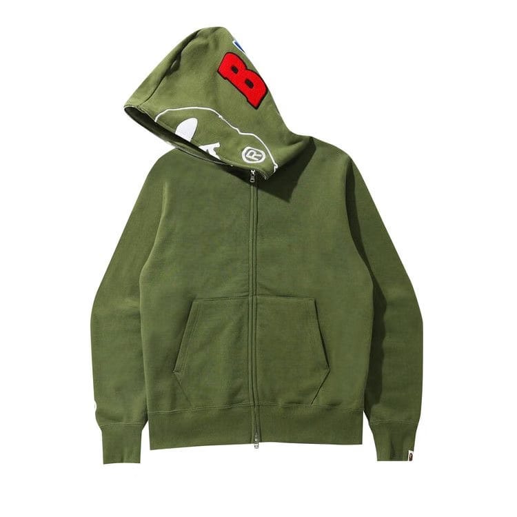 BAPE 2nd Ape Full Zip Hoodie Olive