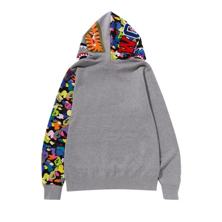 BAPE Multi Camo NYC Logo Shark Full Zip Hoodie Grey