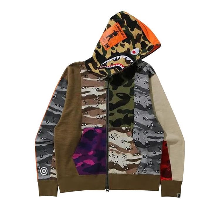 BAPE Crazy Camo Mad Shark Relaxed Full Zip Hoodie Multi