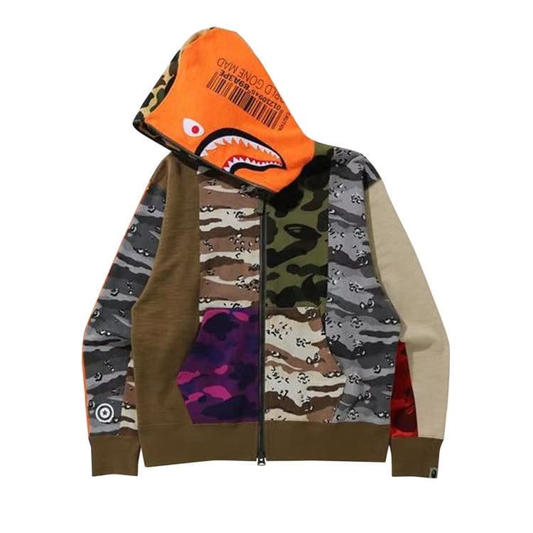 BAPE Crazy Camo Mad Shark Relaxed Full Zip Hoodie Multi