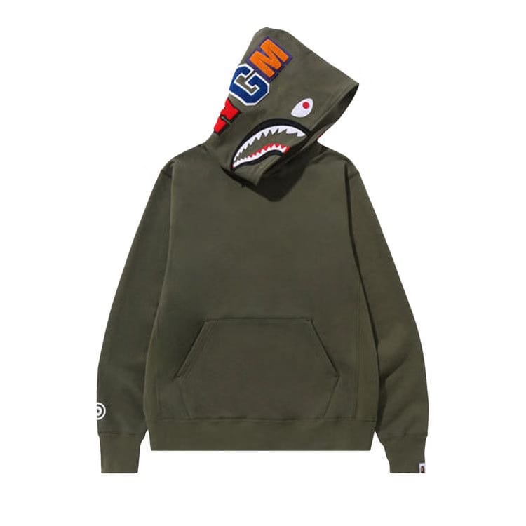BAPE Shark Pullover Hoodie Olive Drab