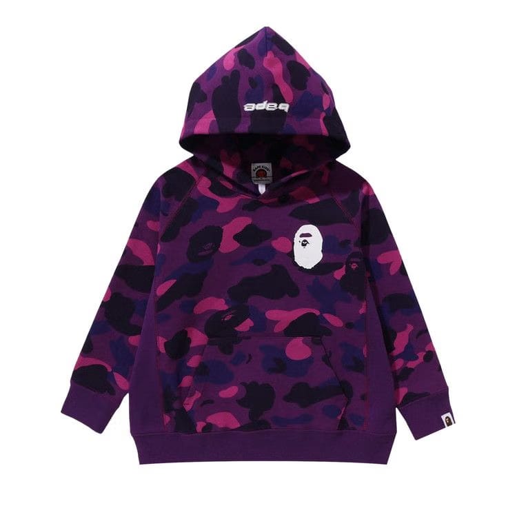 BAPE Kids Color Camo Ape Head Pullover Hoodie Purple