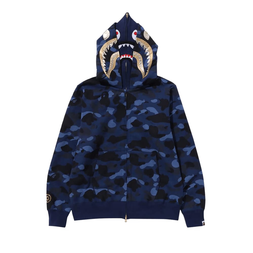 BAPE Color Camo Double Shark Full Zip Hoodie Navy