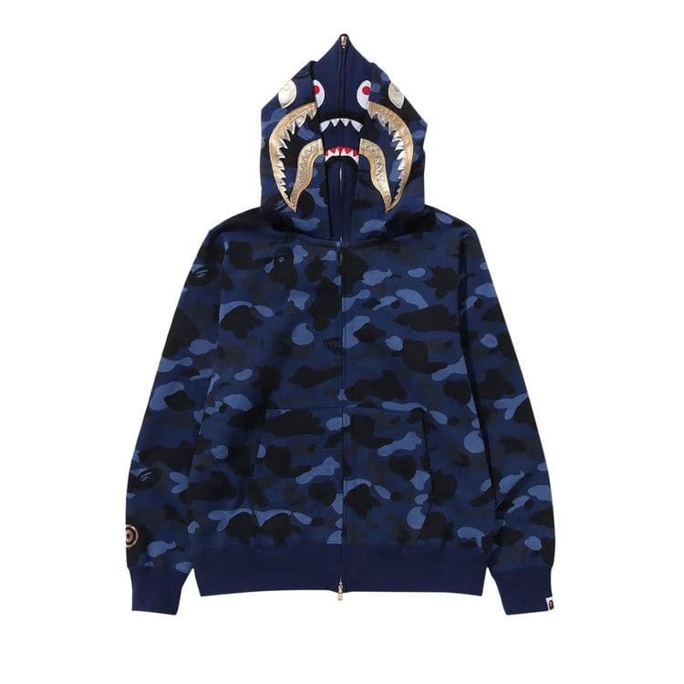 BAPE Color Camo Double Shark Full Zip Hoodie Navy