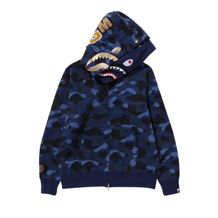 BAPE Color Camo Double Shark Full Zip Hoodie Navy