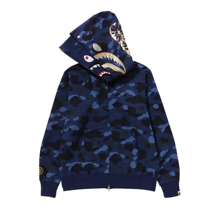 BAPE Color Camo Double Shark Full Zip Hoodie Navy
