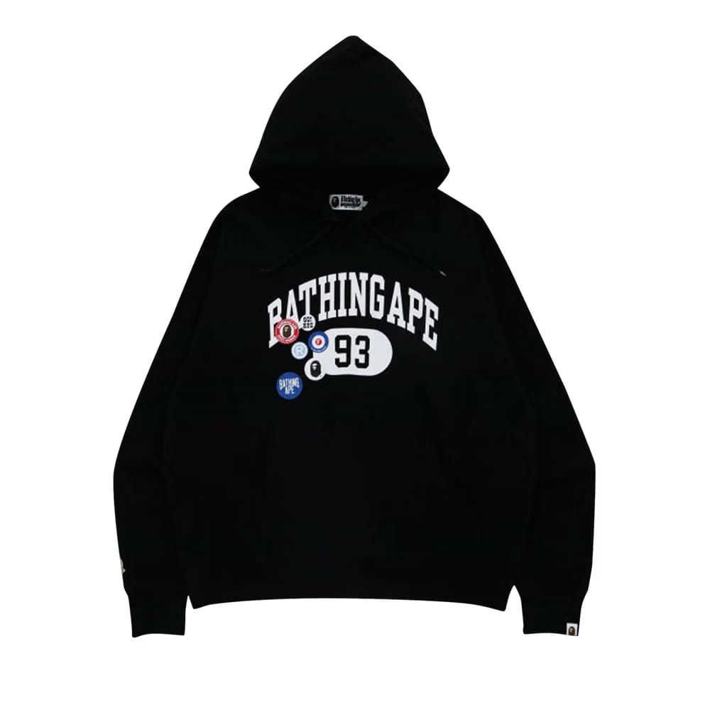 BAPE Badge Motif Loose Fit Pullover Hoodie Black
