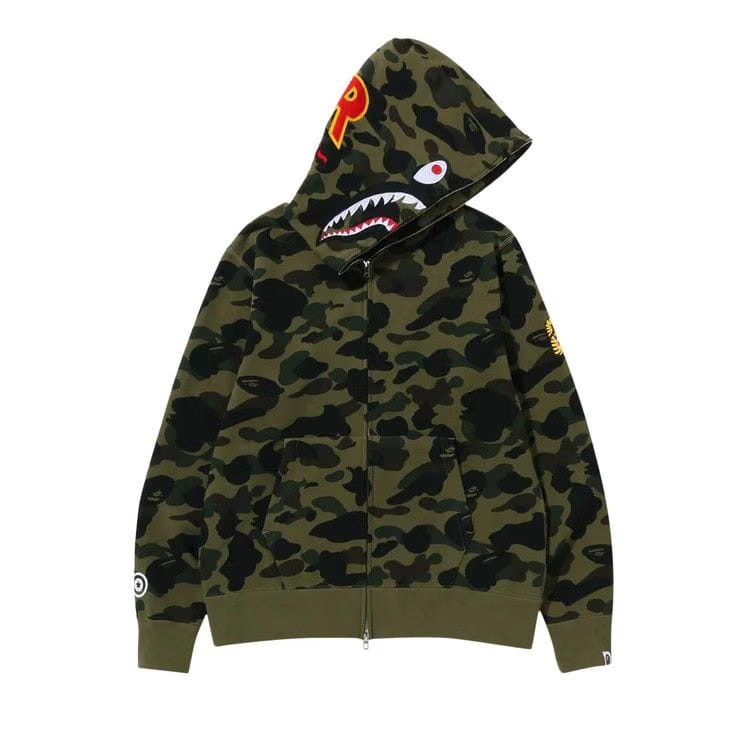 BAPE 1st Camo 2nd Shark Full Zip Hoodie Green