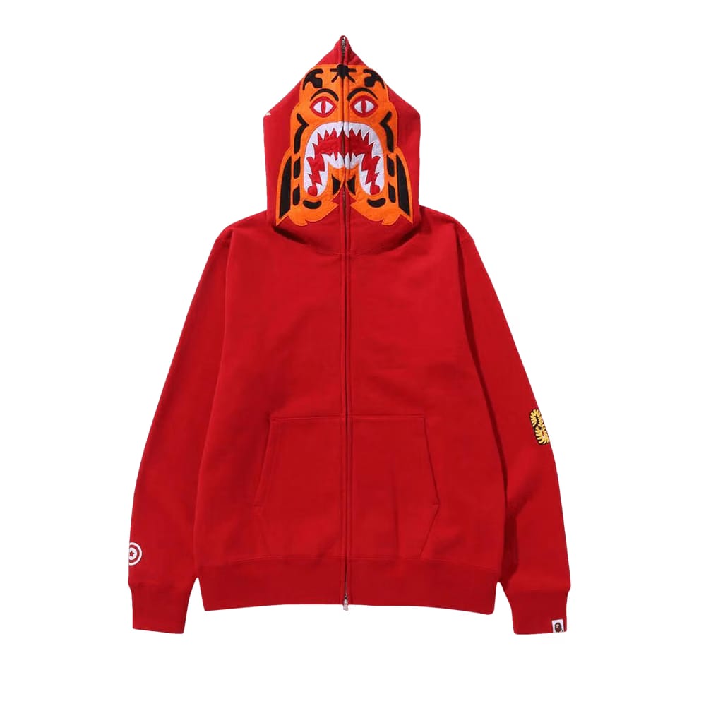 BAPE Tiger Full Zip Hoodie Red