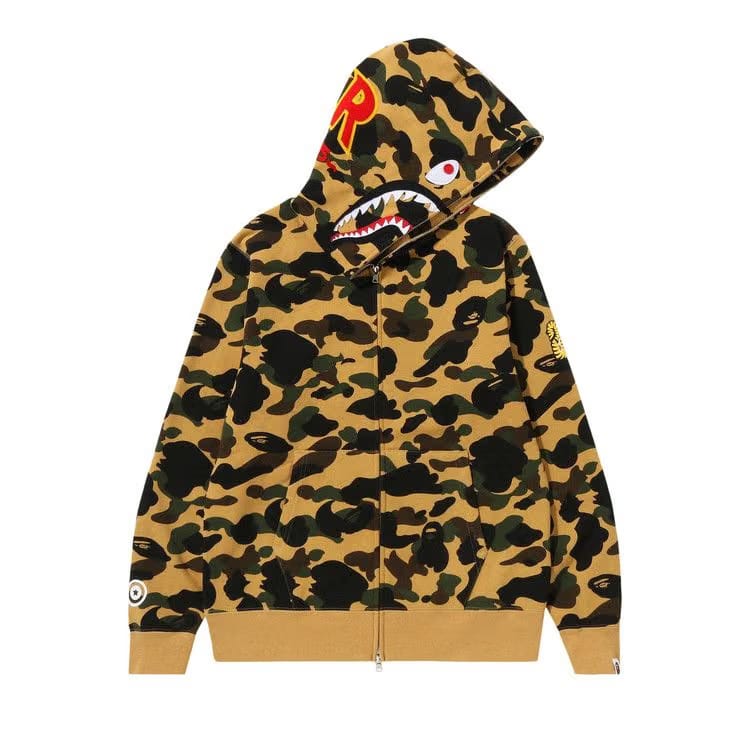 BAPE 1st Camo PONR Shark Full Zip Hoodie Yellow