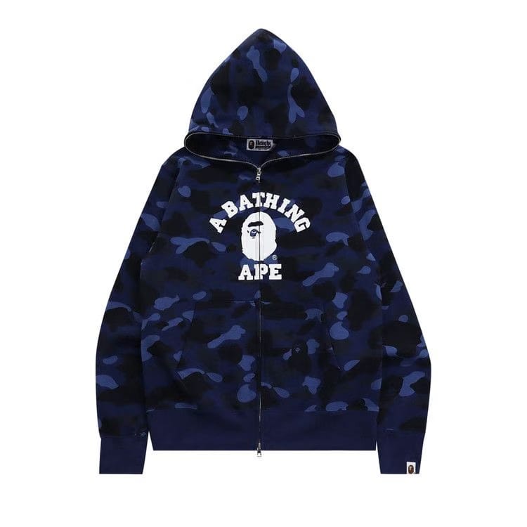 BAPE Color Camo College Full Zip Hoodie Navy