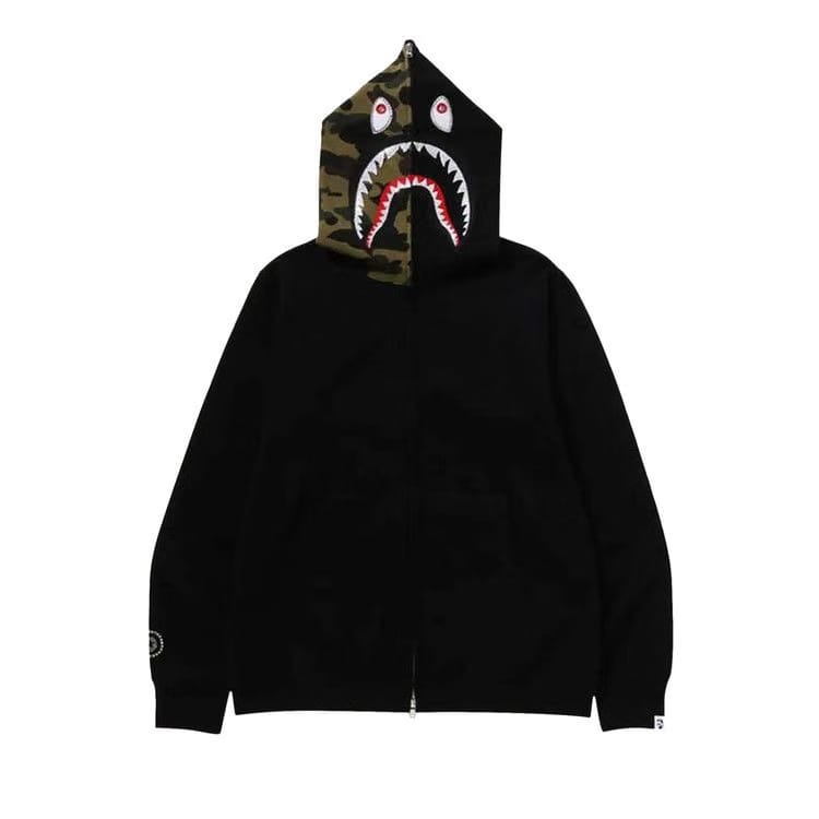 BAPE 1st Camo Swarovski Shark Full Zip Hoodie Black