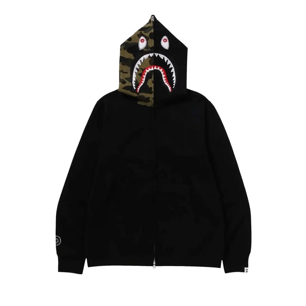 BAPE 1st Camo Swarovski Shark Full Zip Hoodie Black