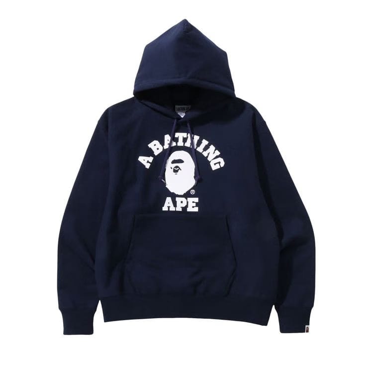 BAPE Classic College Relaxed Fit Pullover Hoodie Navy