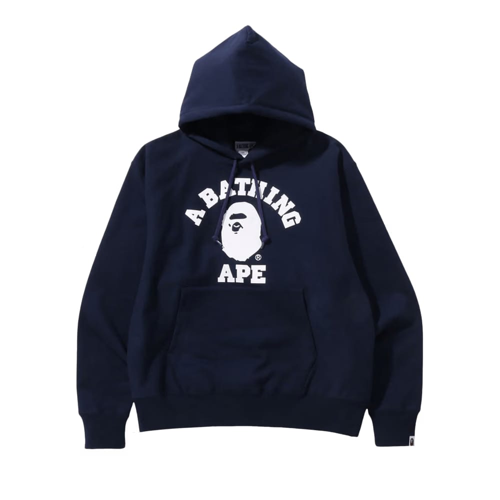 BAPE Classic College Relaxed Fit Pullover Hoodie Navy