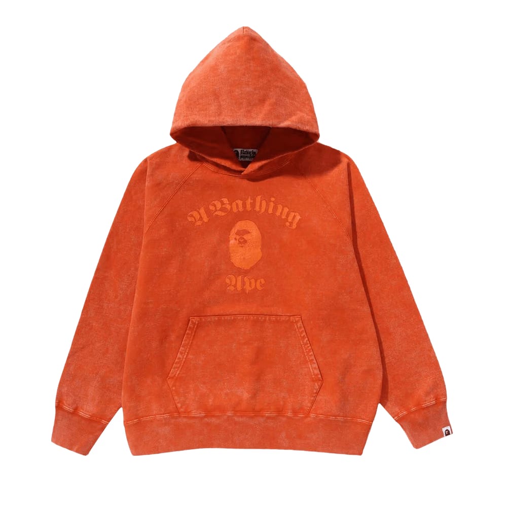 BAPE A Bathing Ape Overdye Pullover Relaxed Fit Hoodie Orange