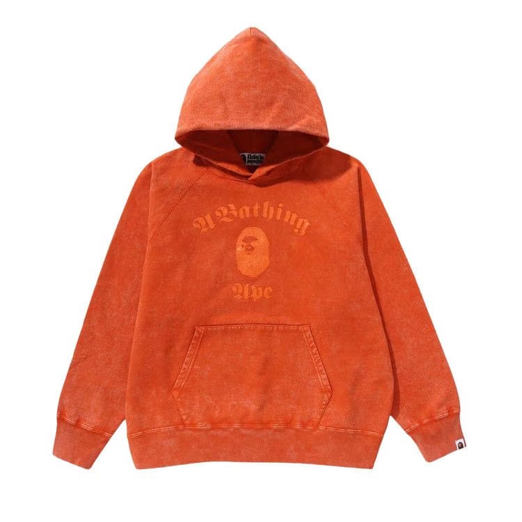BAPE A Bathing Ape Overdye Pullover Relaxed Fit Hoodie Orange