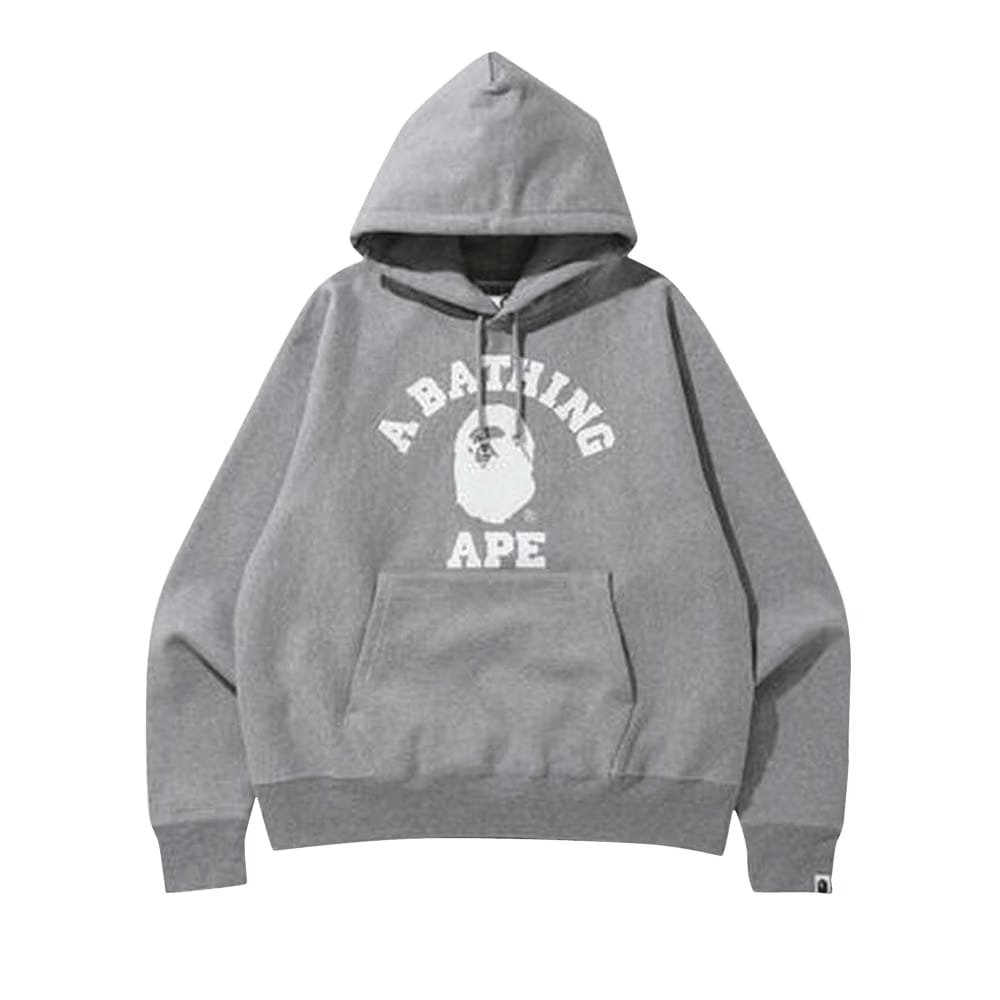 BAPE Relaxed Classic College Pullover Hoodie Grey