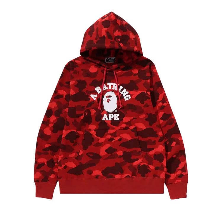 BAPE Color Camo College Pullover Hoodie Red