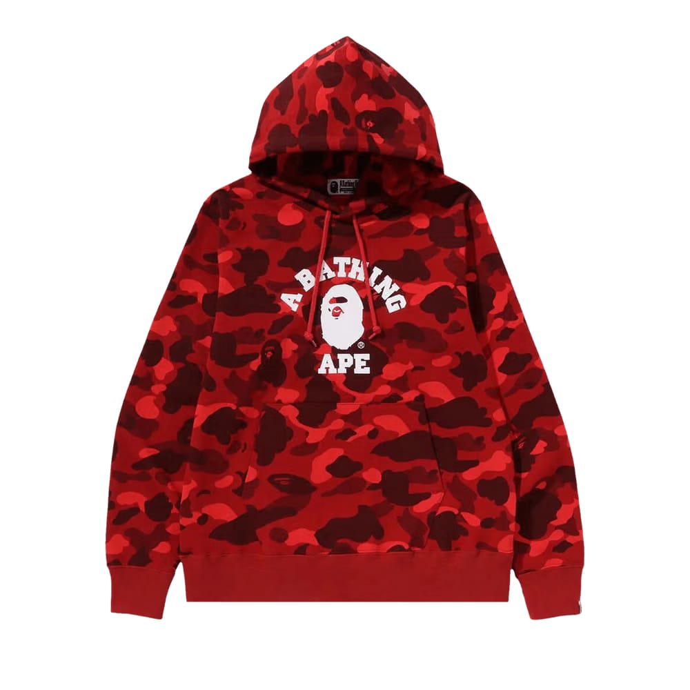 BAPE Color Camo College Pullover Hoodie Red