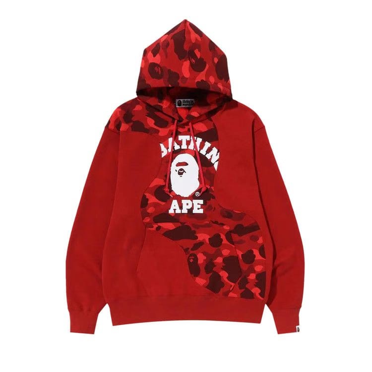 BAPE Color Camo College Cutting Relaxed Fit Hoodie Red