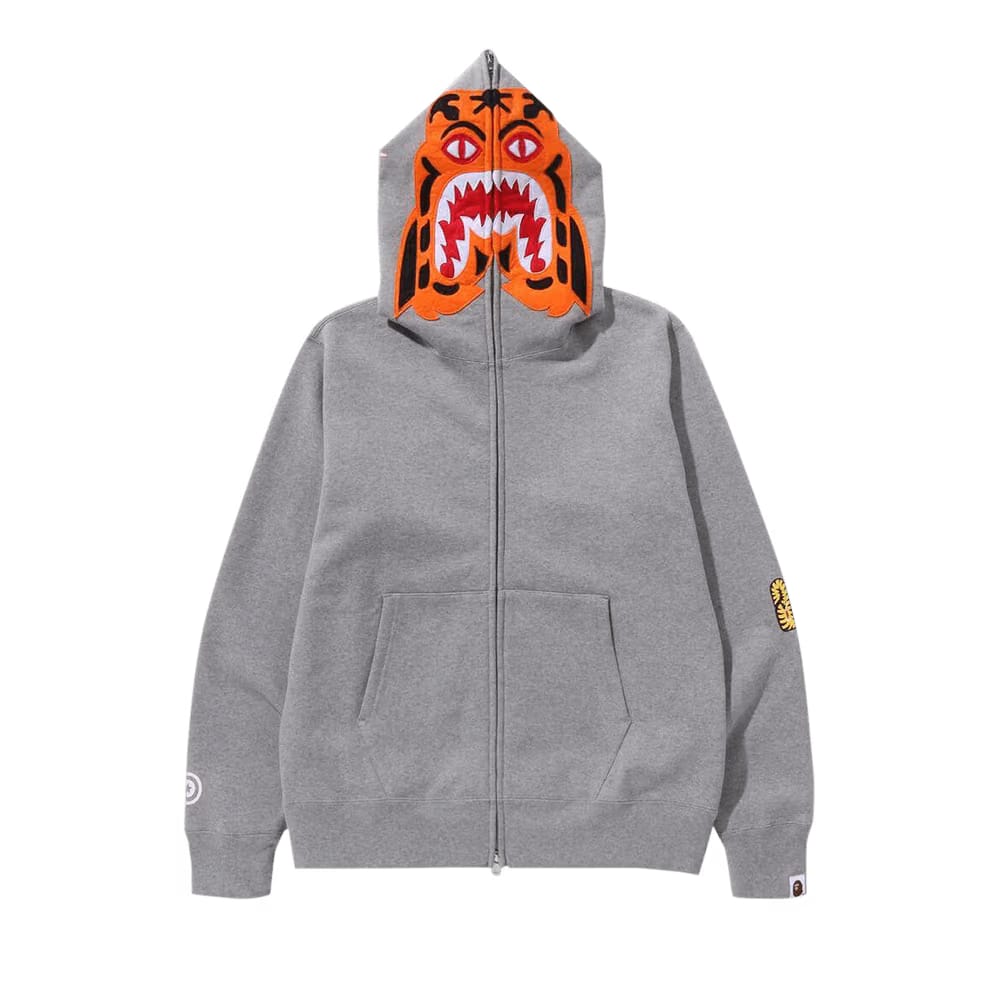 BAPE Tiger Full Zip Hoodie Grey