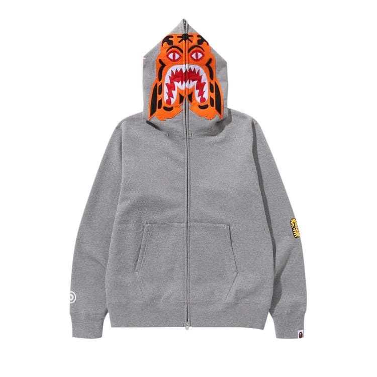 BAPE Tiger Full Zip Hoodie Grey