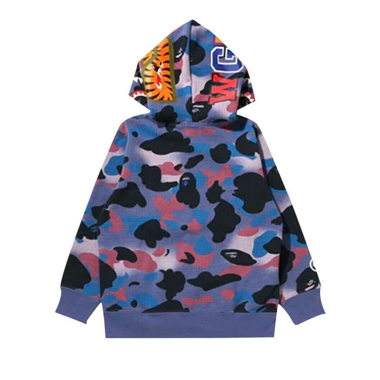 BAPE Grid Camo Shark Full Zip Hoodie Purple