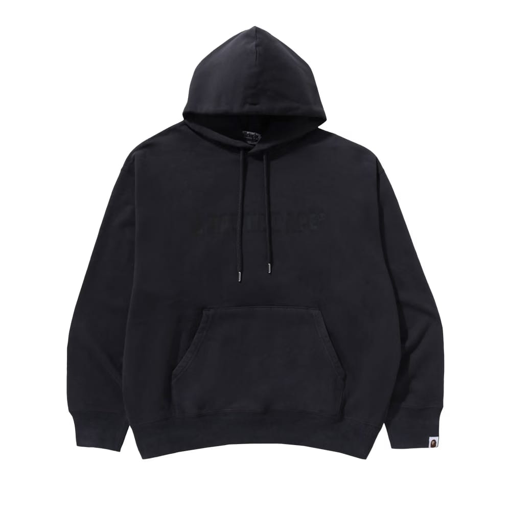 BAPE Garment Dye Bathing Ape Logo Relaxed Fit Pullover Hoodie Grey