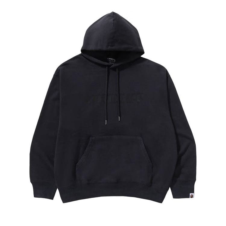 BAPE Garment Dye Bathing Ape Logo Relaxed Fit Pullover Hoodie Grey