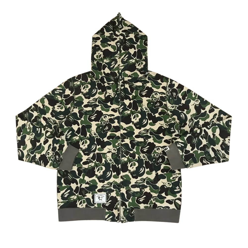 BAPE x Stussy Full Zip Hoodie Skull Camo