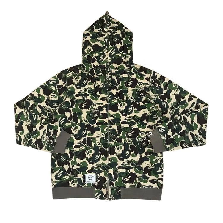 BAPE x Stussy Full Zip Hoodie Skull Camo
