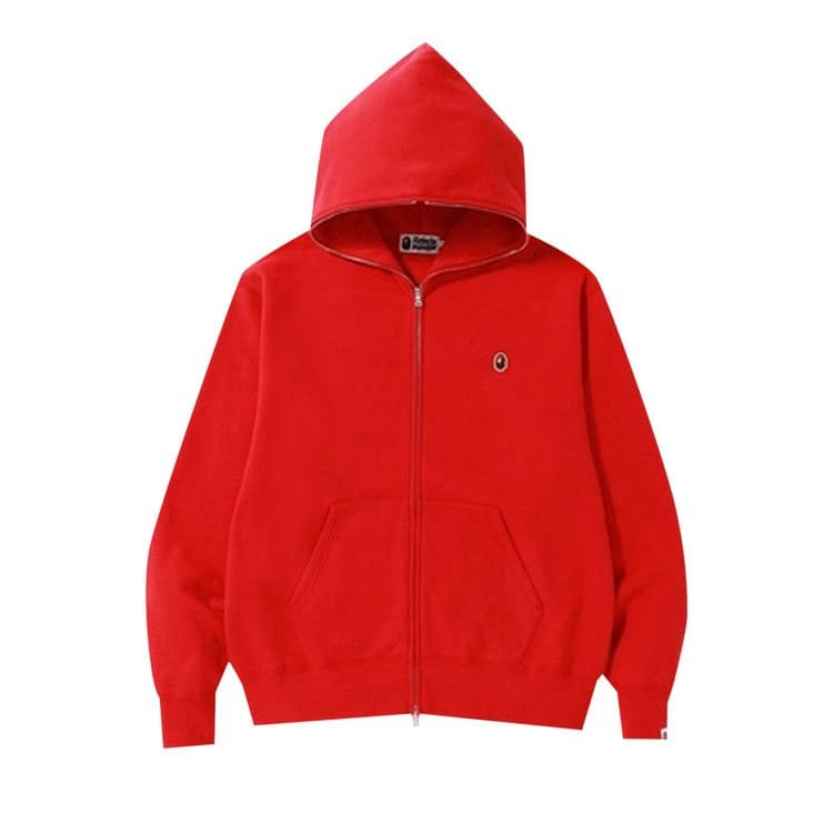 BAPE Relaxed One Point Full Zip Hoodie Red