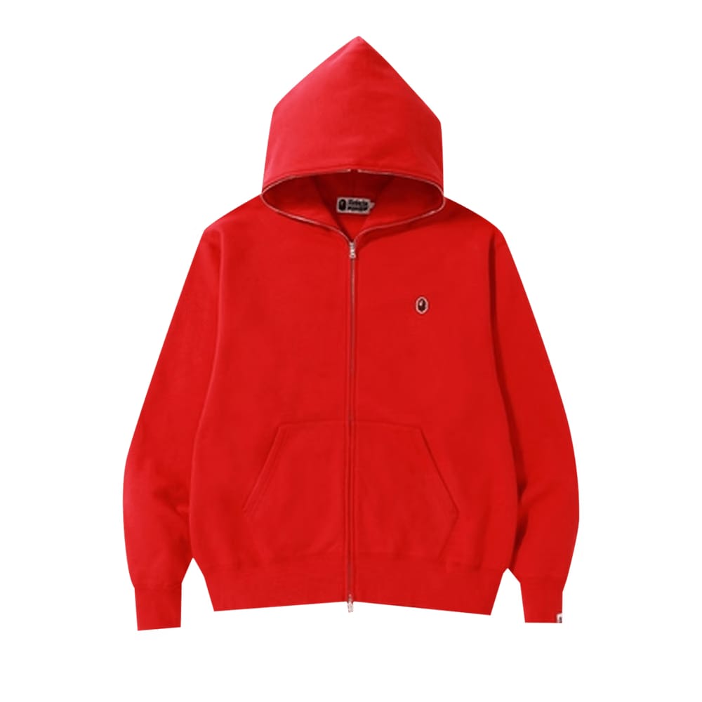 BAPE Relaxed One Point Full Zip Hoodie Red
