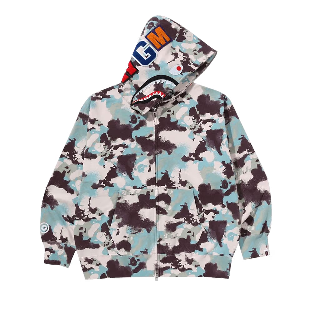 BAPE Map Camo Shark Relaxed Fit Full Zip Hoodie Multicolor