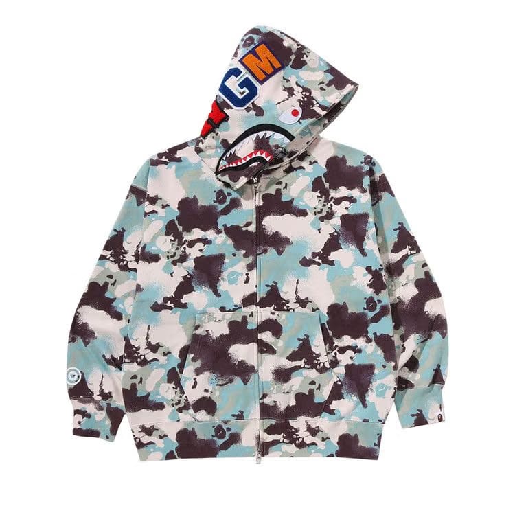 BAPE Map Camo Shark Relaxed Fit Full Zip Hoodie Multicolor