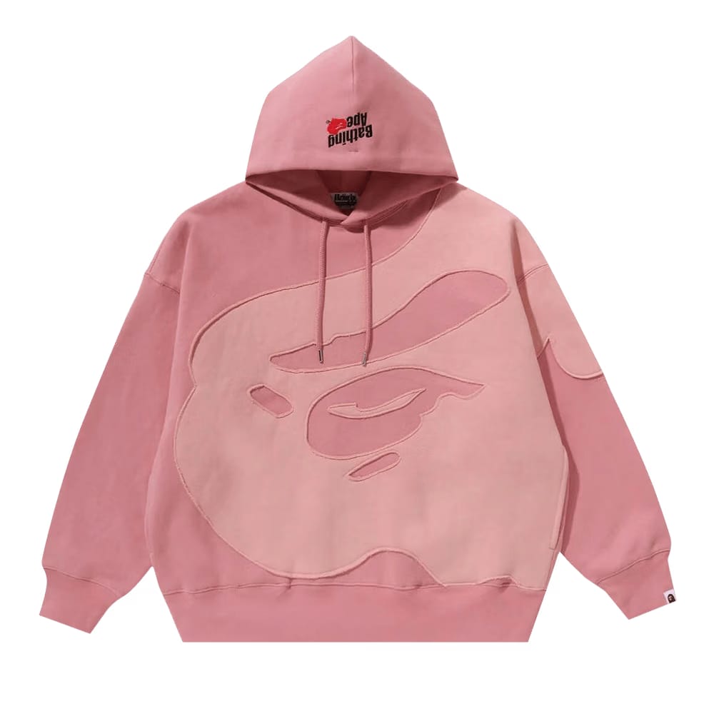 BAPE Head Patch Pullover Hoodie Pink