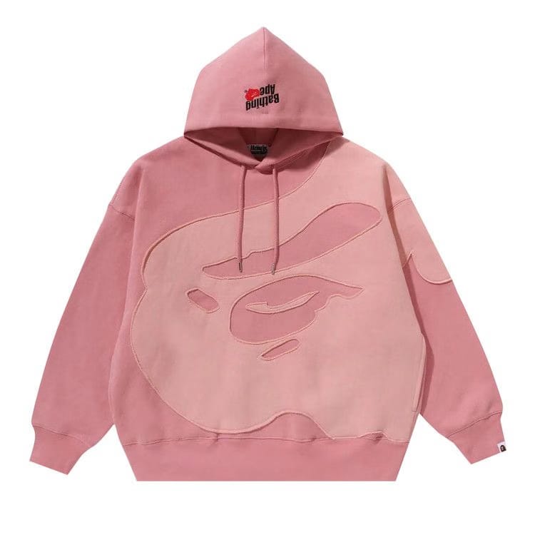 BAPE Head Patch Pullover Hoodie Pink