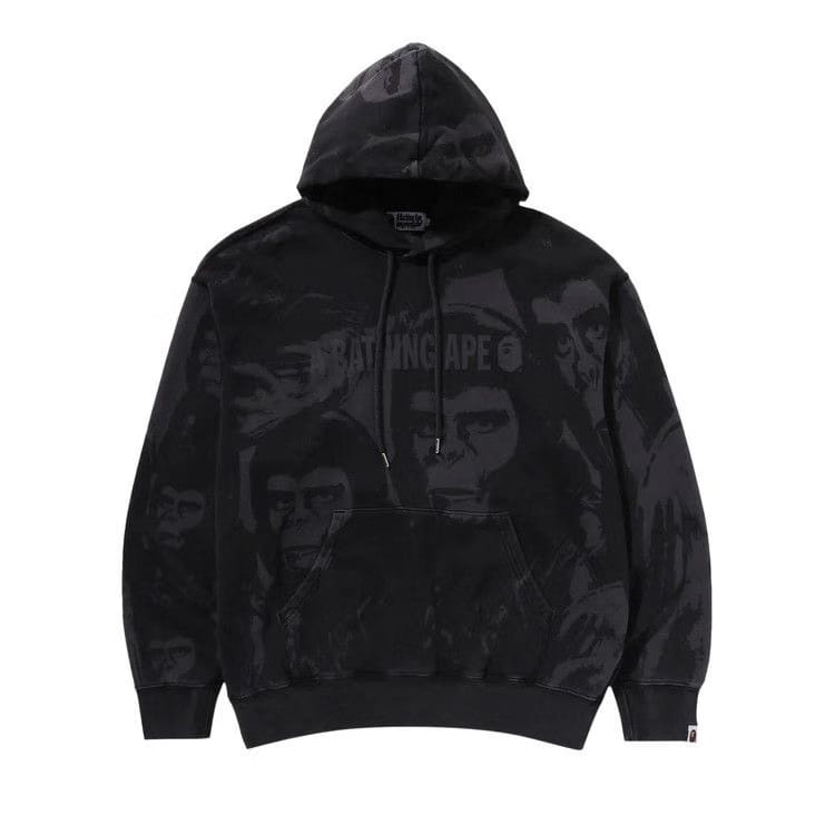 BAPE Overall Garment Dyed Photo Pullover Hoodie Black