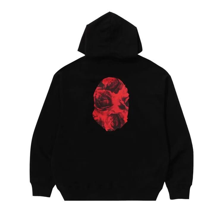BAPE Floral Solid Camo Ape Head Relaxed Fit Pullover Hoodie Black