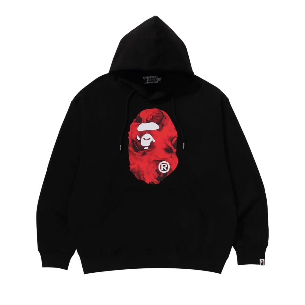 BAPE Floral Solid Camo Ape Head Relaxed Fit Pullover Hoodie Black