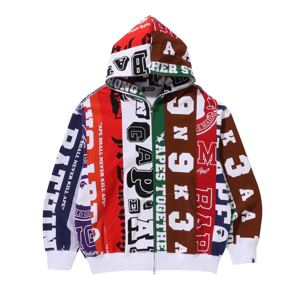 BAPE Fans Scarf Full Zip Hoodie Multicolor