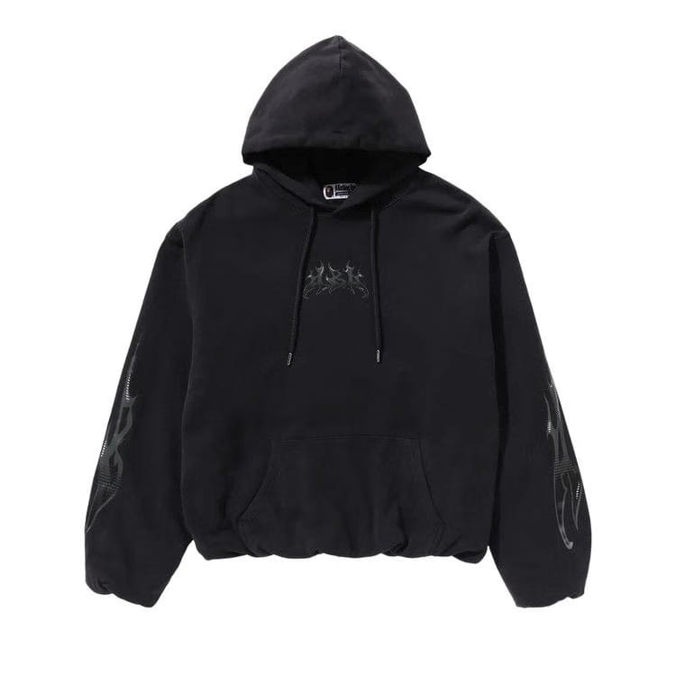 BAPE Flame Garment Dyed Pullover Hoodie Black