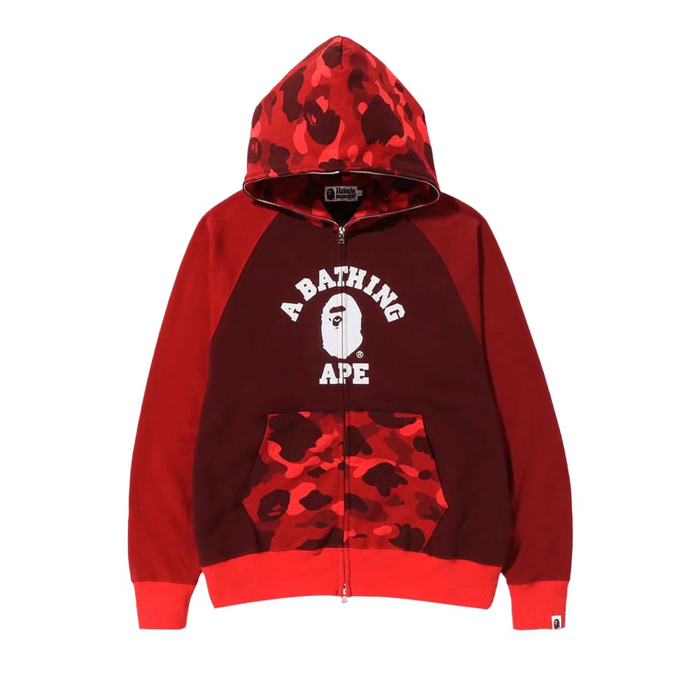 BAPE Color Camo Relaxed Fit Full Zip Hoodie Red
