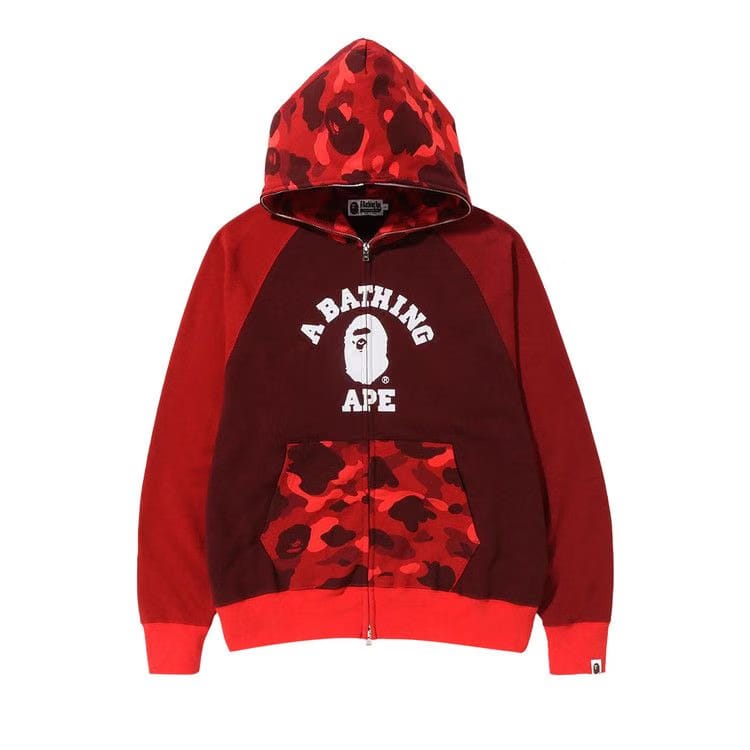 BAPE Color Camo Relaxed Fit Full Zip Hoodie Red