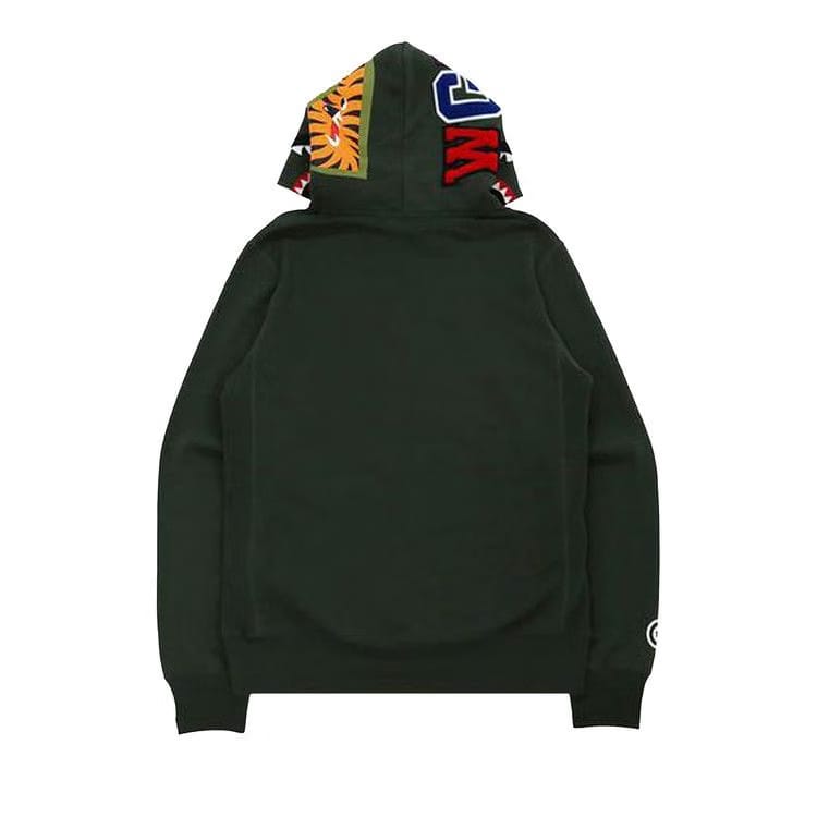 BAPE Shark x Tiger Pullover Hoodie Olive Drab
