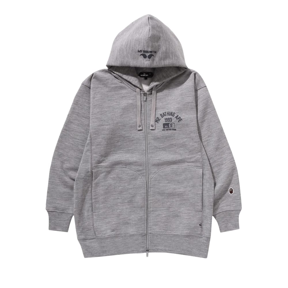 BAPE Zip Up Pullover Hoodie Grey