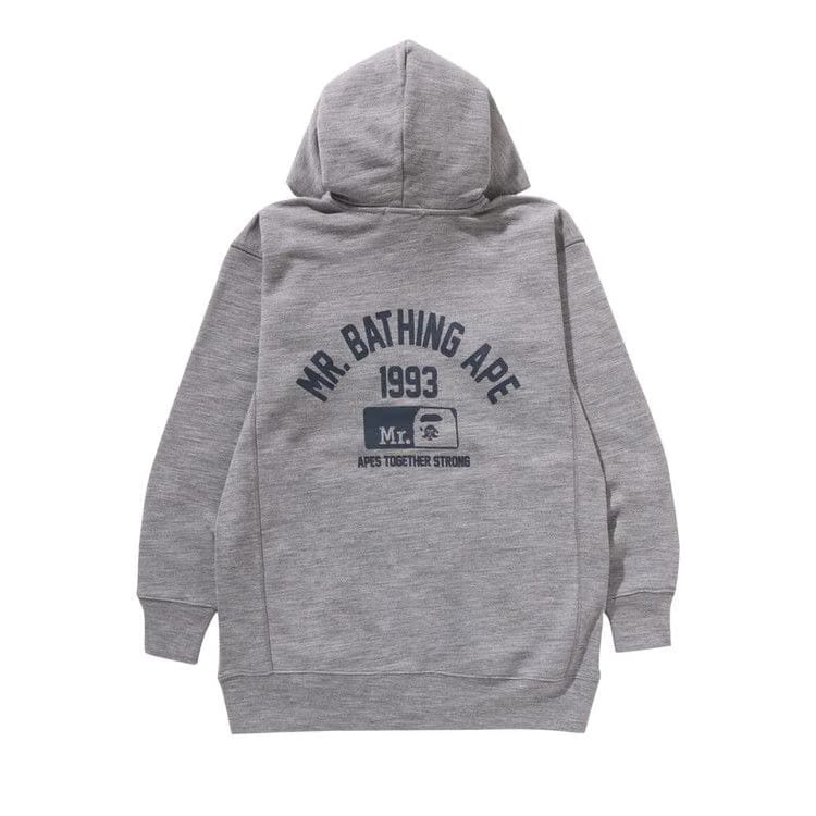 BAPE Zip Up Pullover Hoodie Grey