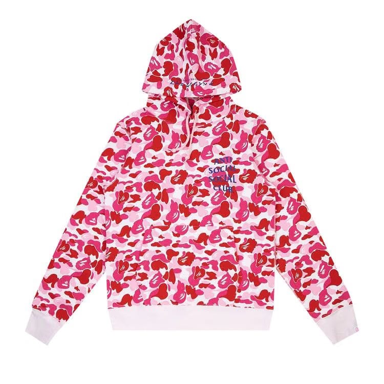 BAPE x Anti Social Social Club ABC Camo Pullover Hoodie Pink